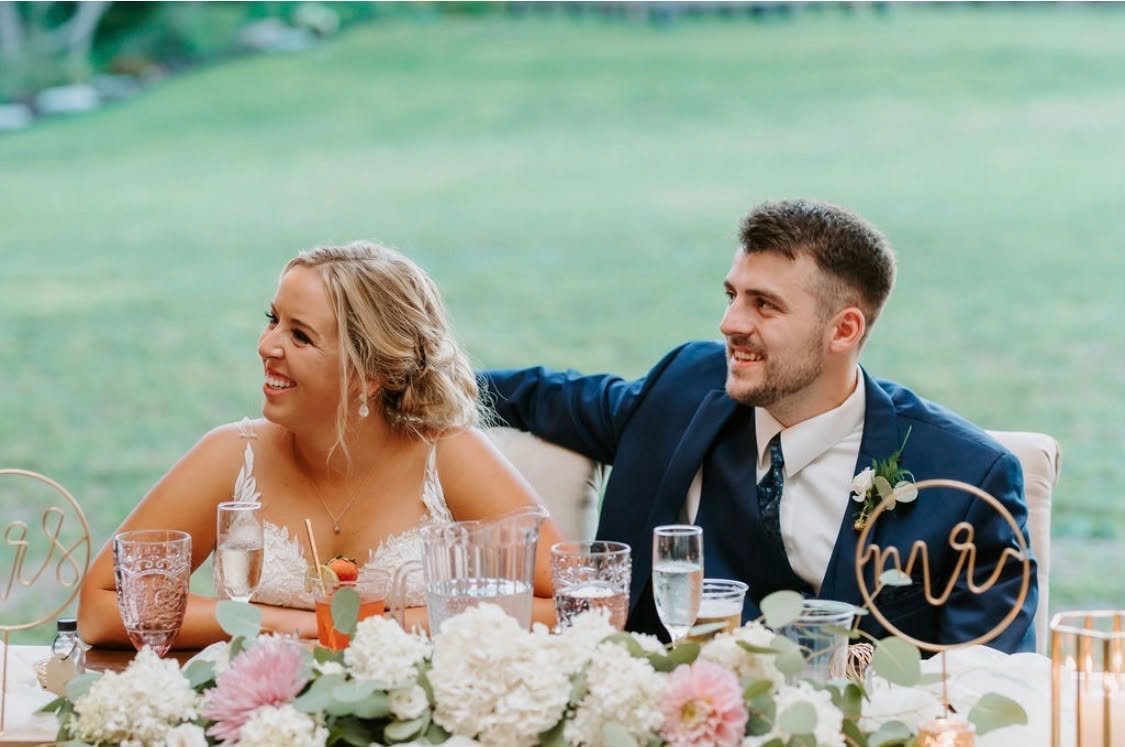 A wedding celebration at Sunset Meadows in Corinna, Maine